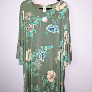 Grey Floral Dress, Size 2XL